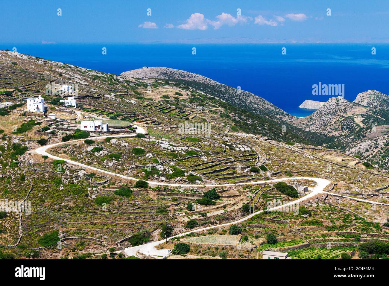 Isola di Syros, paesaggio montano vicino al villaggio di San Michalis, nel nord di Syros, isole Cicladi, Grecia, Europa. Foto Stock