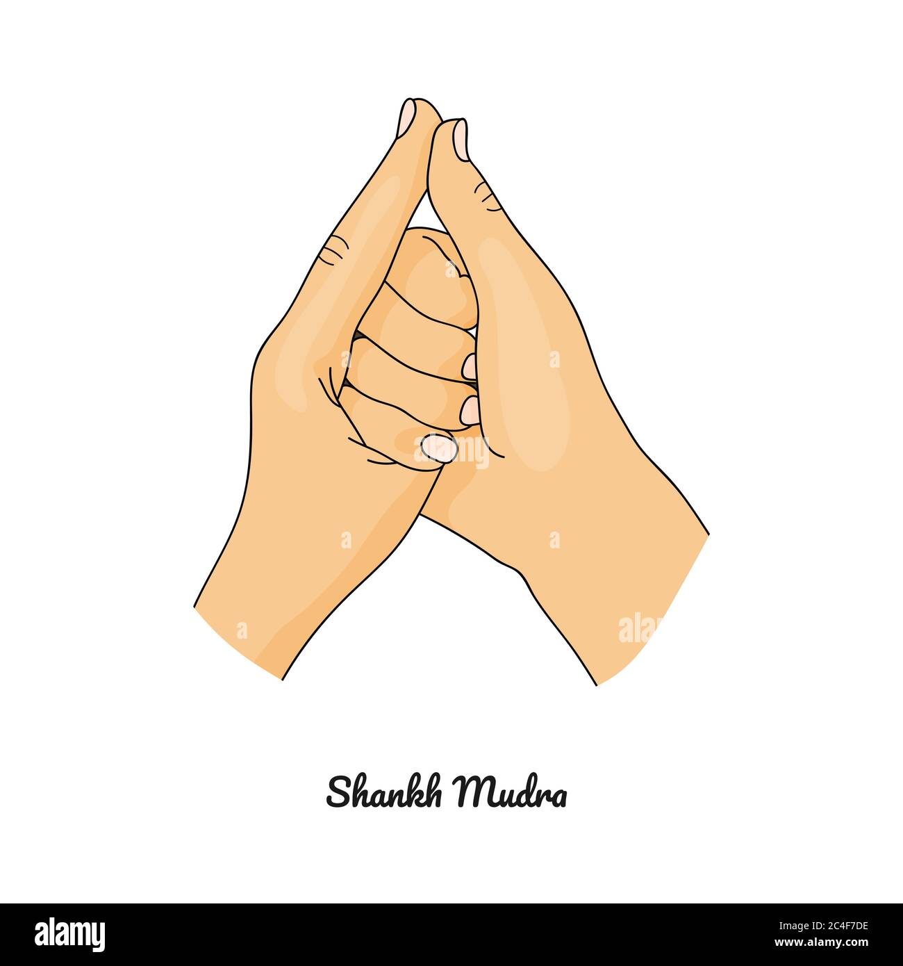 Shankh Mudra / Gesture of Shell. Vettore. Illustrazione Vettoriale