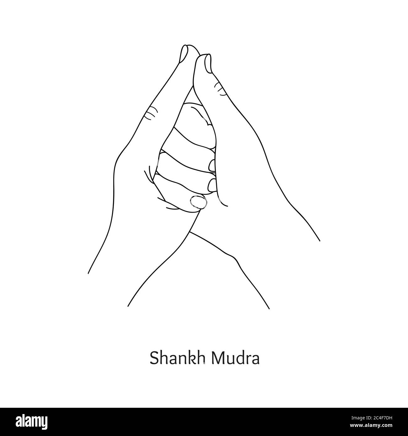 Shankh Mudra / Gesture of Shell. Vettore. Illustrazione Vettoriale