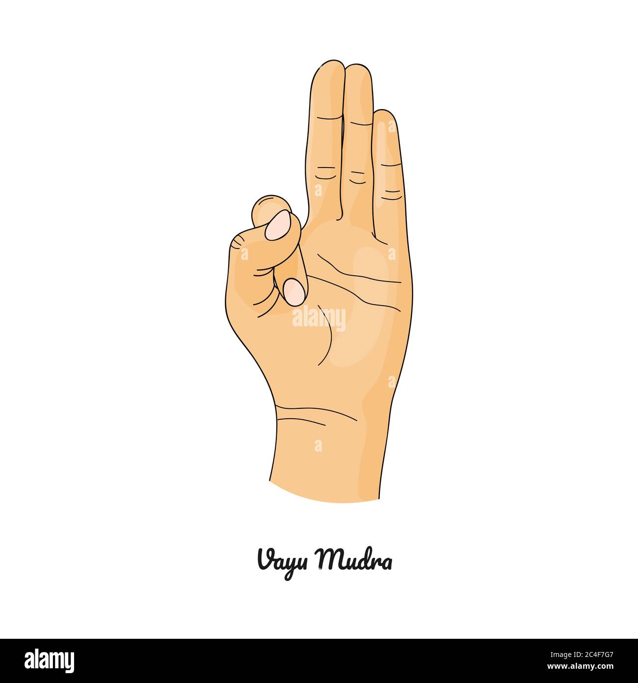 Vayu Mudra / gesture di aria. Vettore. Illustrazione Vettoriale