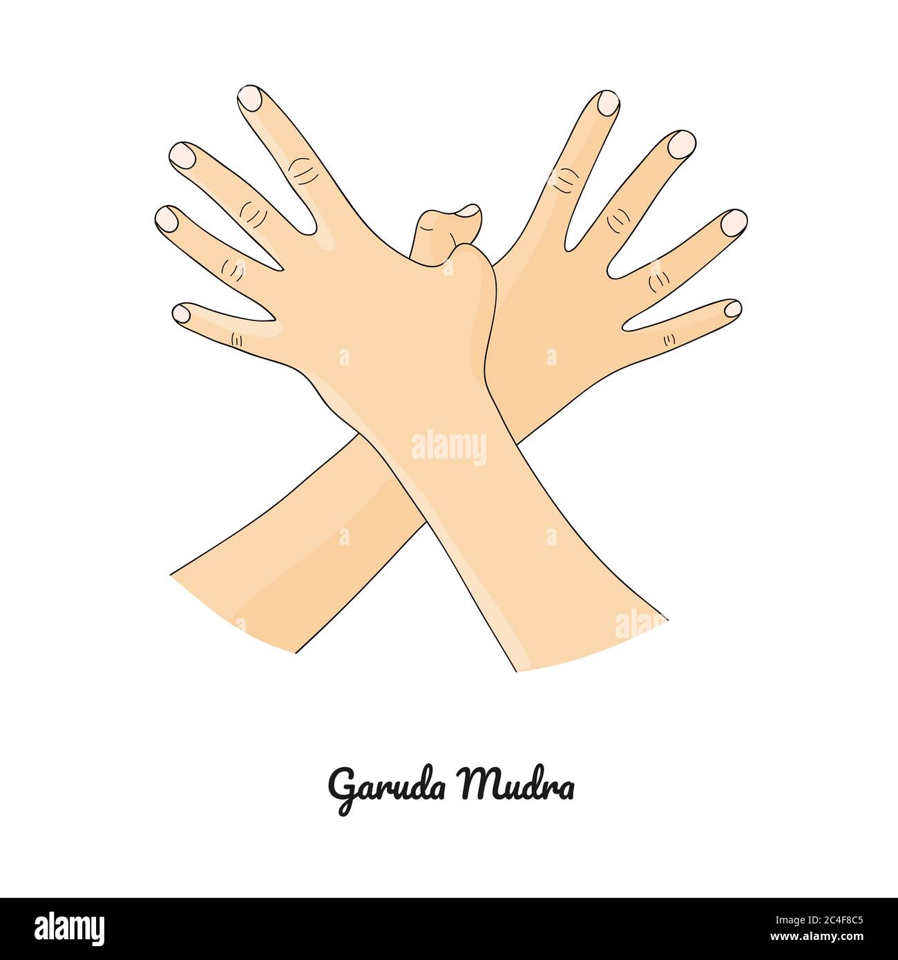 Garuda Mudra / gesture di Aquila. Vettore. Illustrazione Vettoriale
