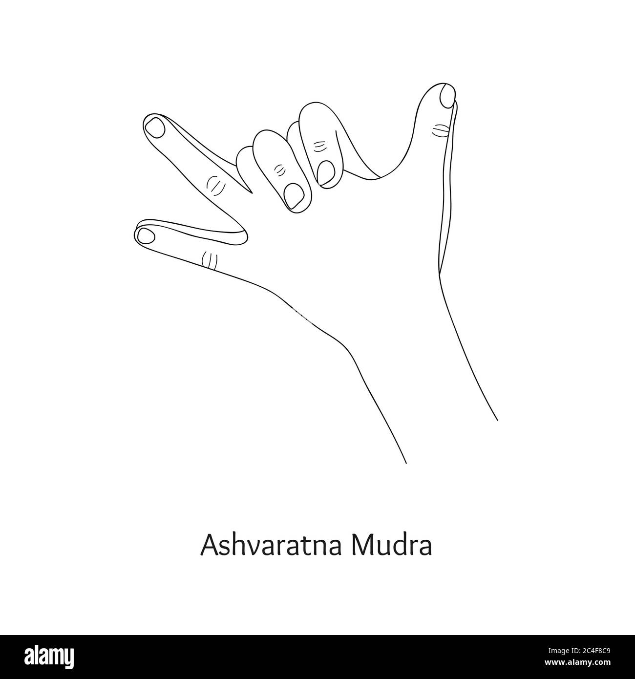 Ashvaratna Mudra / Gesture of Precious Horse. Vettore. Illustrazione Vettoriale