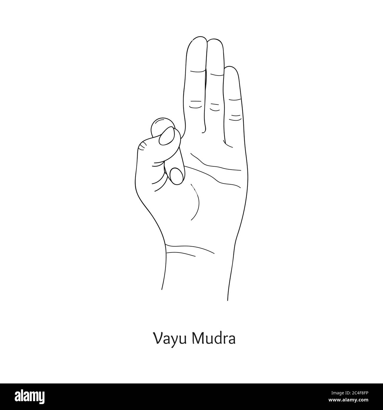 Vayu Mudra / gesture di aria. Vettore. Illustrazione Vettoriale
