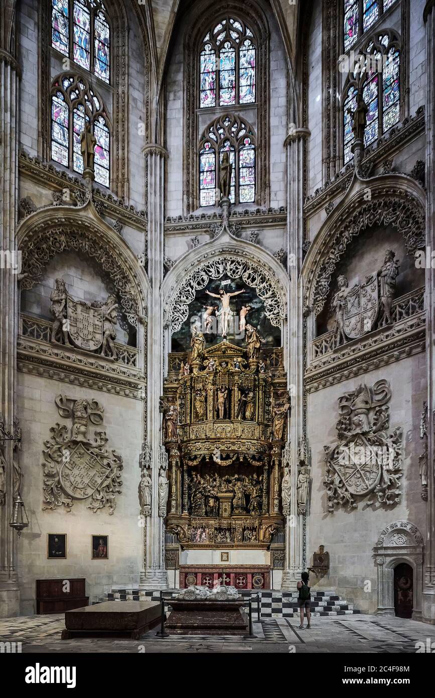 cappella con la tomba del Constable Don Pedro Fernández de Velasco e Doña Mencía de Mendoza nella Cattedrale di Burgos, Castiglia e Leon, Spagna. Foto Stock