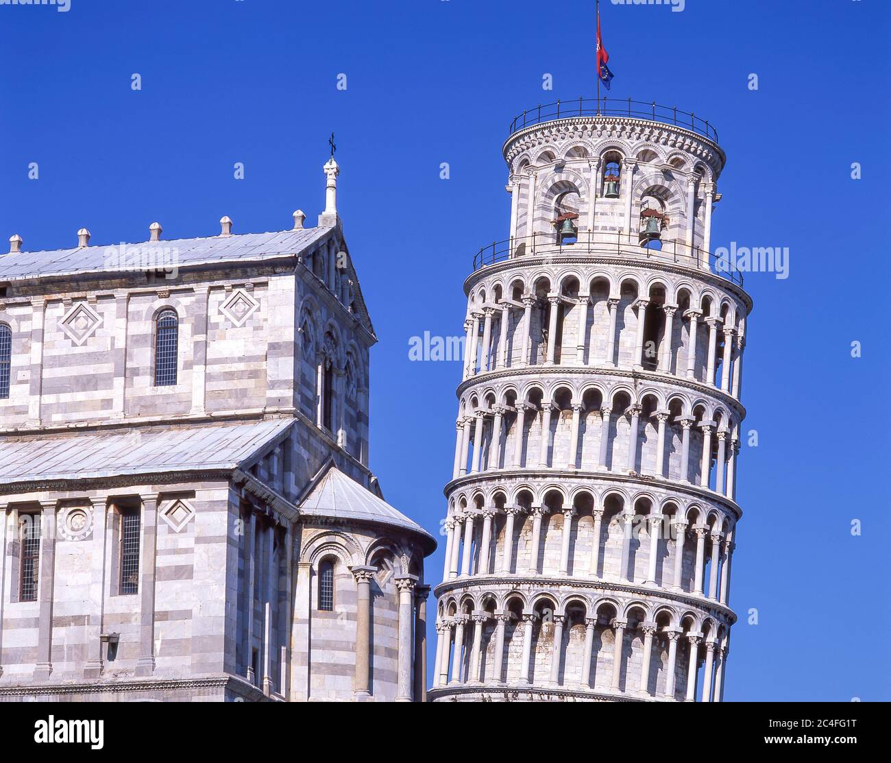 La Torre pendente di Pisa e il Duomo, Piazza dei Miracoli, Pisa, Toscana, Italia Foto Stock