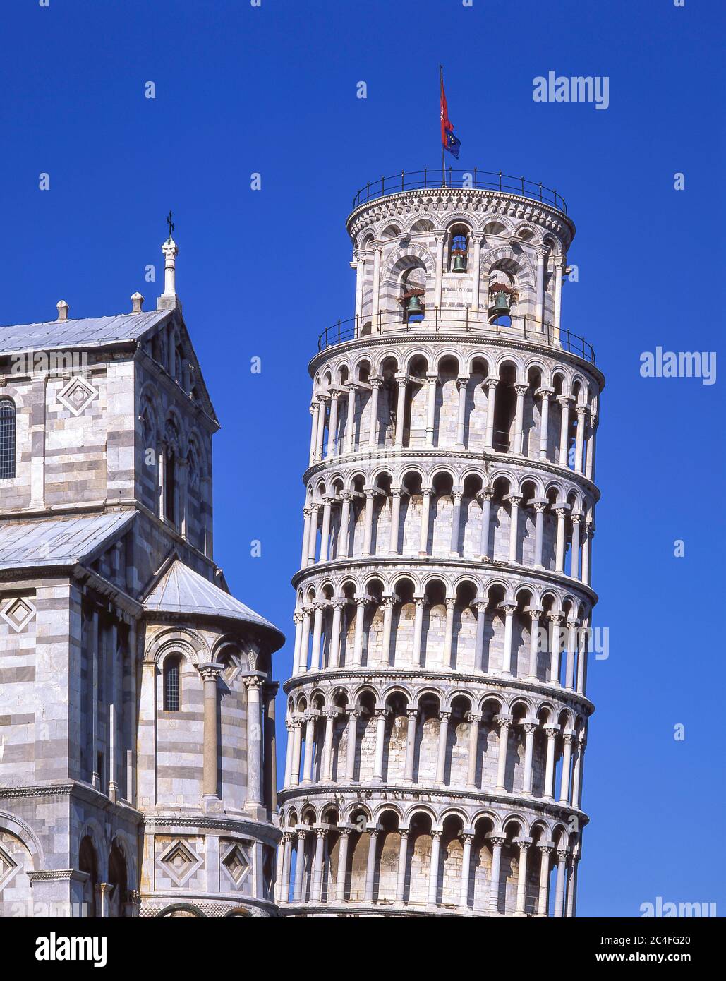 La Torre pendente di Pisa e il Duomo, Piazza dei Miracoli, Pisa, Toscana, Italia Foto Stock