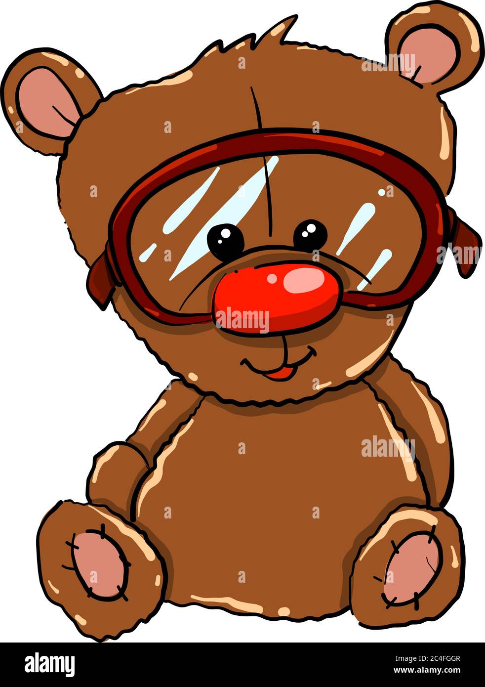 Orso con bicchieri, illustrazione, vettore su sfondo bianco Illustrazione Vettoriale