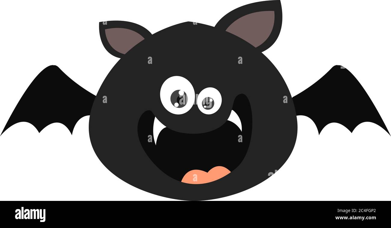 Bat nero, illustrazione, vettore su sfondo bianco Illustrazione Vettoriale