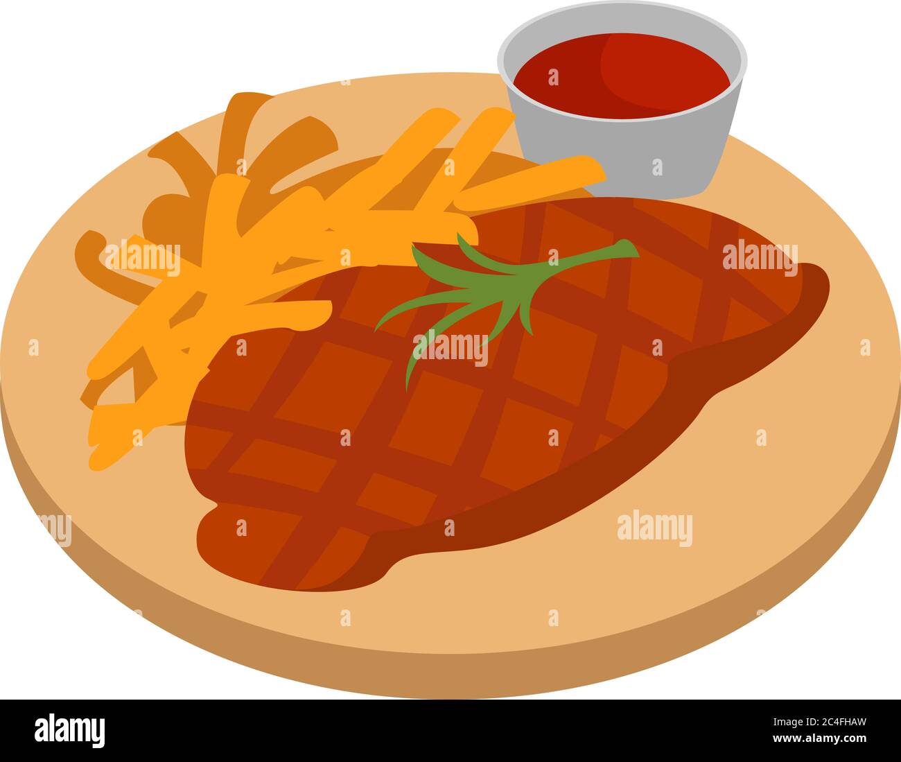 Bistecca di manzo, illustrazione, vettore su sfondo bianco Illustrazione Vettoriale