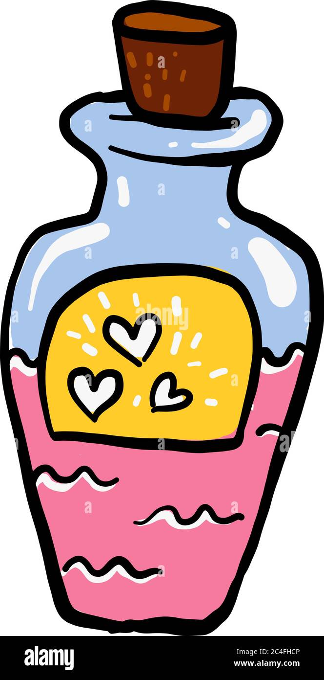 Pozione d'amore, illustrazione, vettore su sfondo bianco Illustrazione Vettoriale