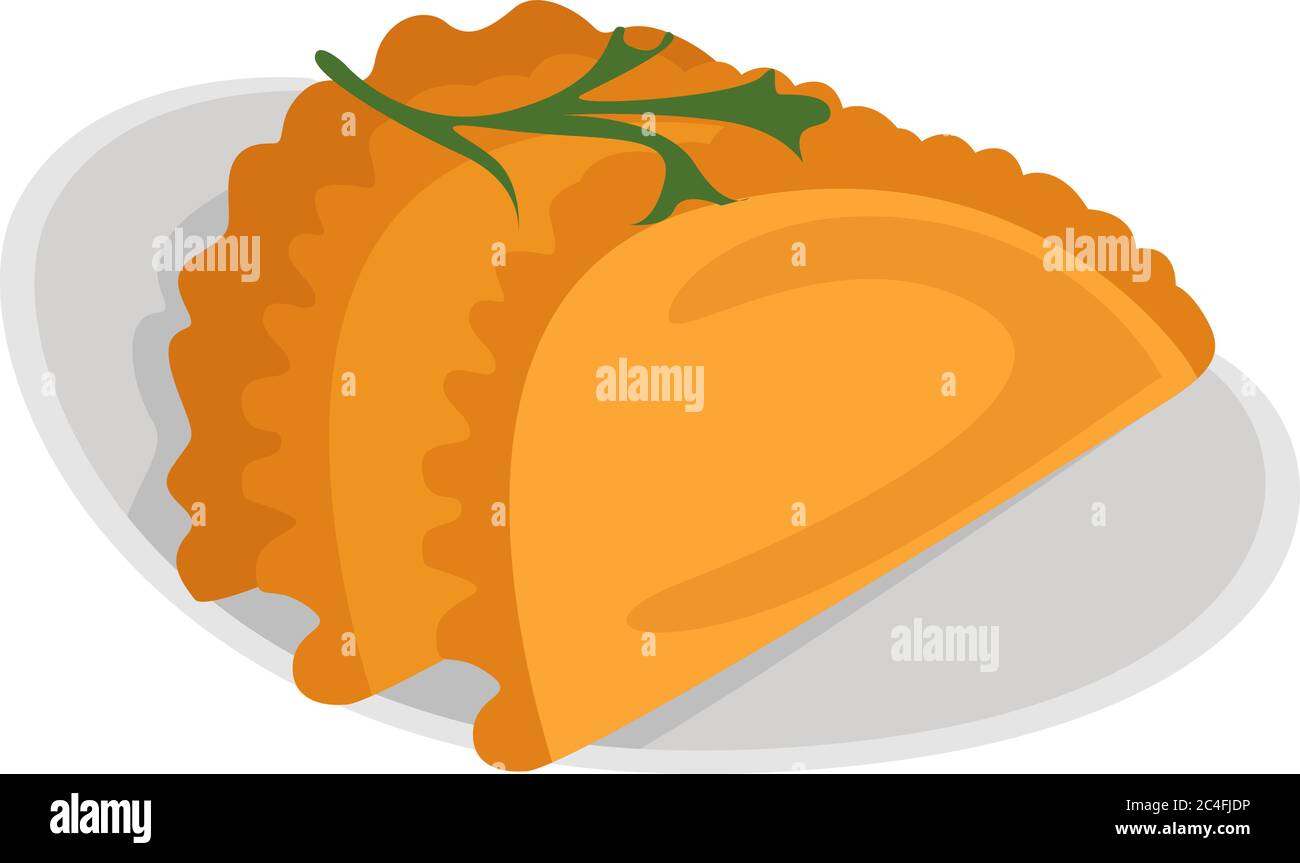 Cibo Cheburki, illustrazione, vettore su sfondo bianco Illustrazione Vettoriale