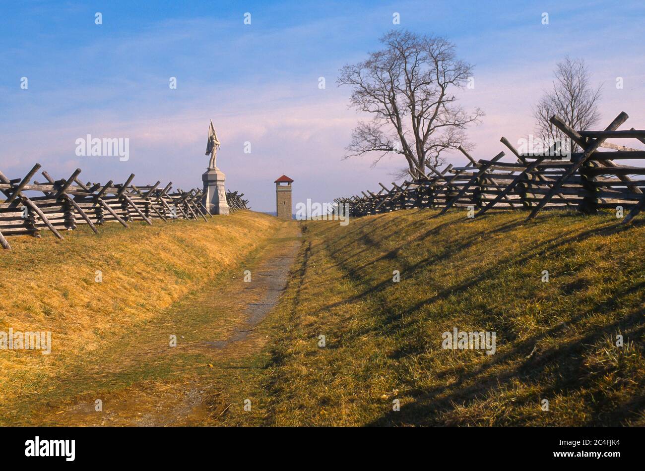 SHARPSBURG, MARYLAND, USA - Sunken Road, Bloody Lane, al campo di battaglia nazionale di Antietam, Guerra civile. Foto Stock