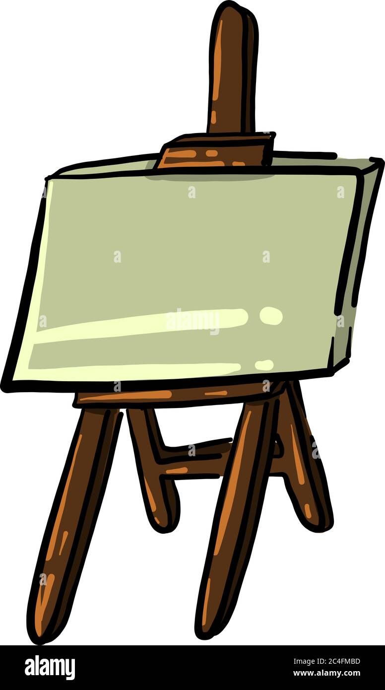 Cavalletto per pittura, illustrazione, vettore su sfondo bianco Illustrazione Vettoriale