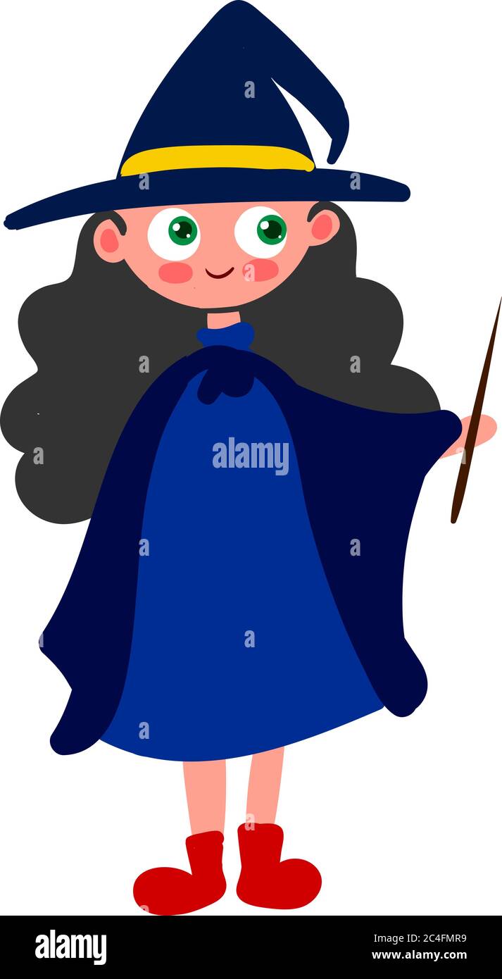 Disegno strega, illustrazione, vettore su sfondo bianco Illustrazione Vettoriale