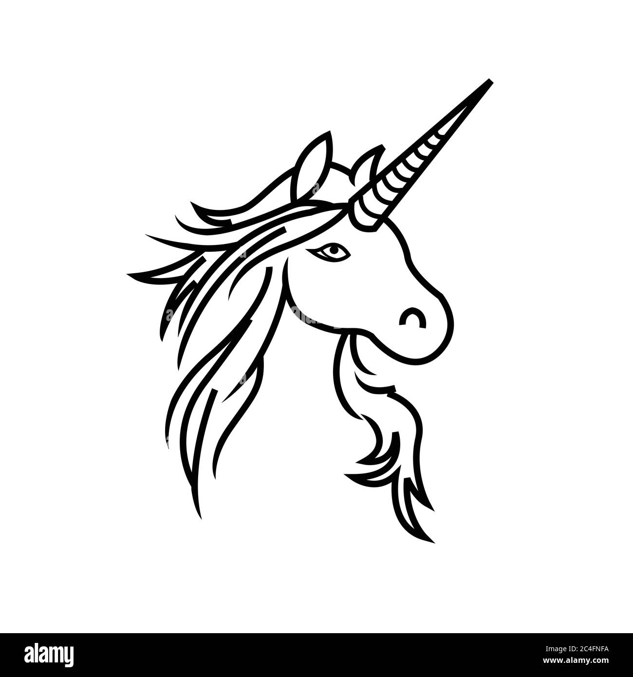 Simbolo di vettore icona unicorno semplice su sfondo nero. Semplice emblema unicorno per il vostro miglior simbolo di business. Illustrazione vettoriale Illustrazione Vettoriale