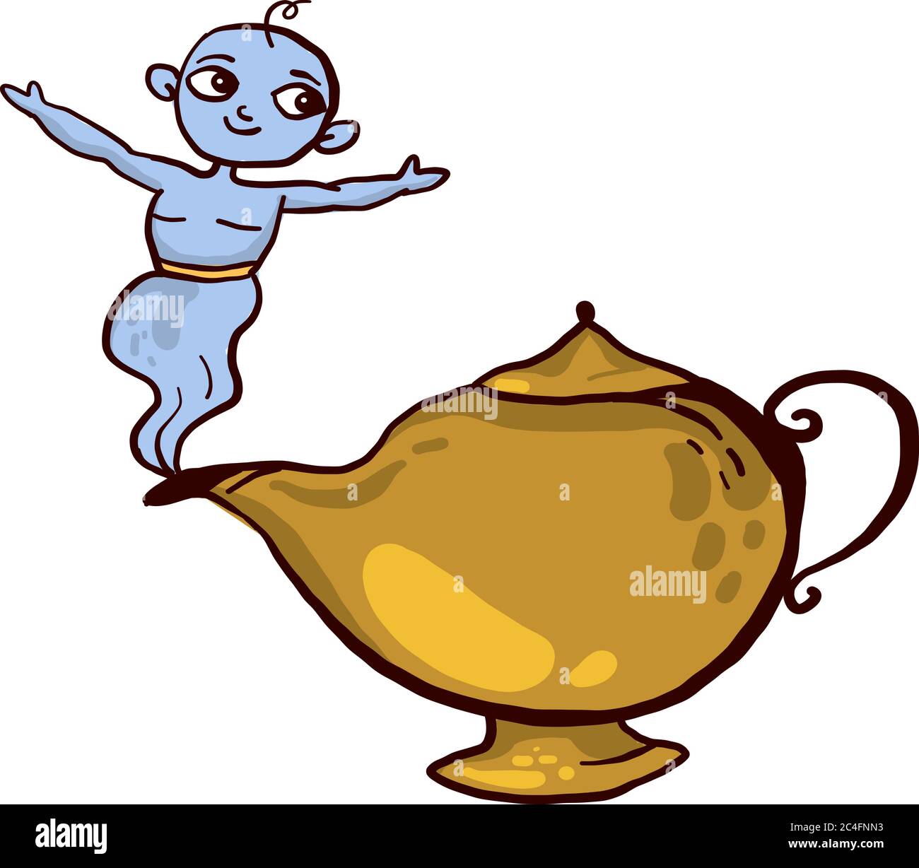 Genio con lampada, illustrazione, vettore su sfondo bianco Illustrazione Vettoriale