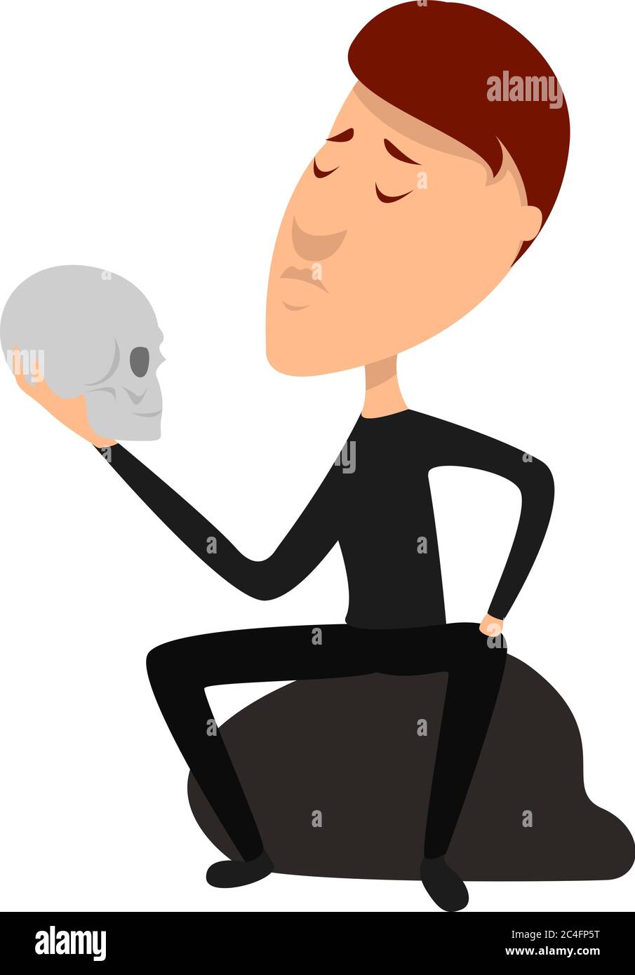 Uomo che tiene il cranio, illustrazione, vettore su sfondo bianco Illustrazione Vettoriale