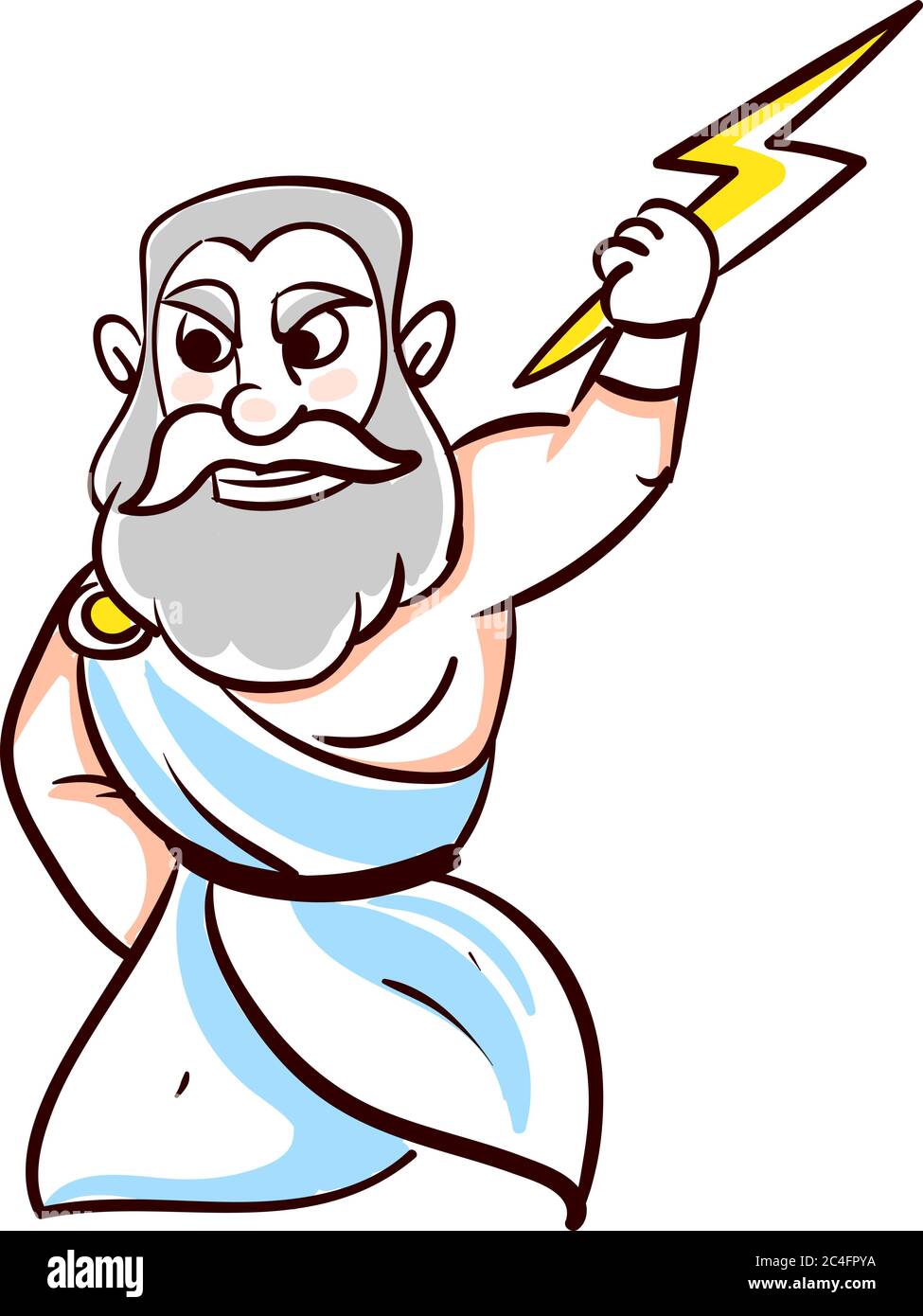 Zeus arrabbiato, illustrazione, vettore su sfondo bianco Illustrazione Vettoriale
