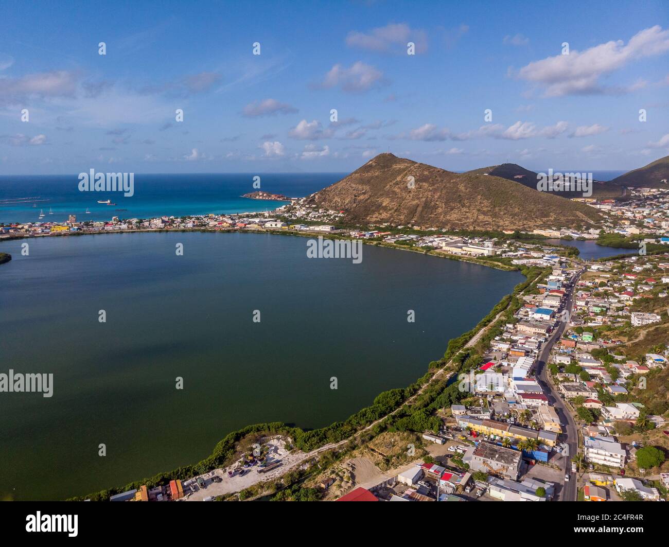 Vista aerea della tenuta di Madame sull'isola di st.maarten. Foto Stock