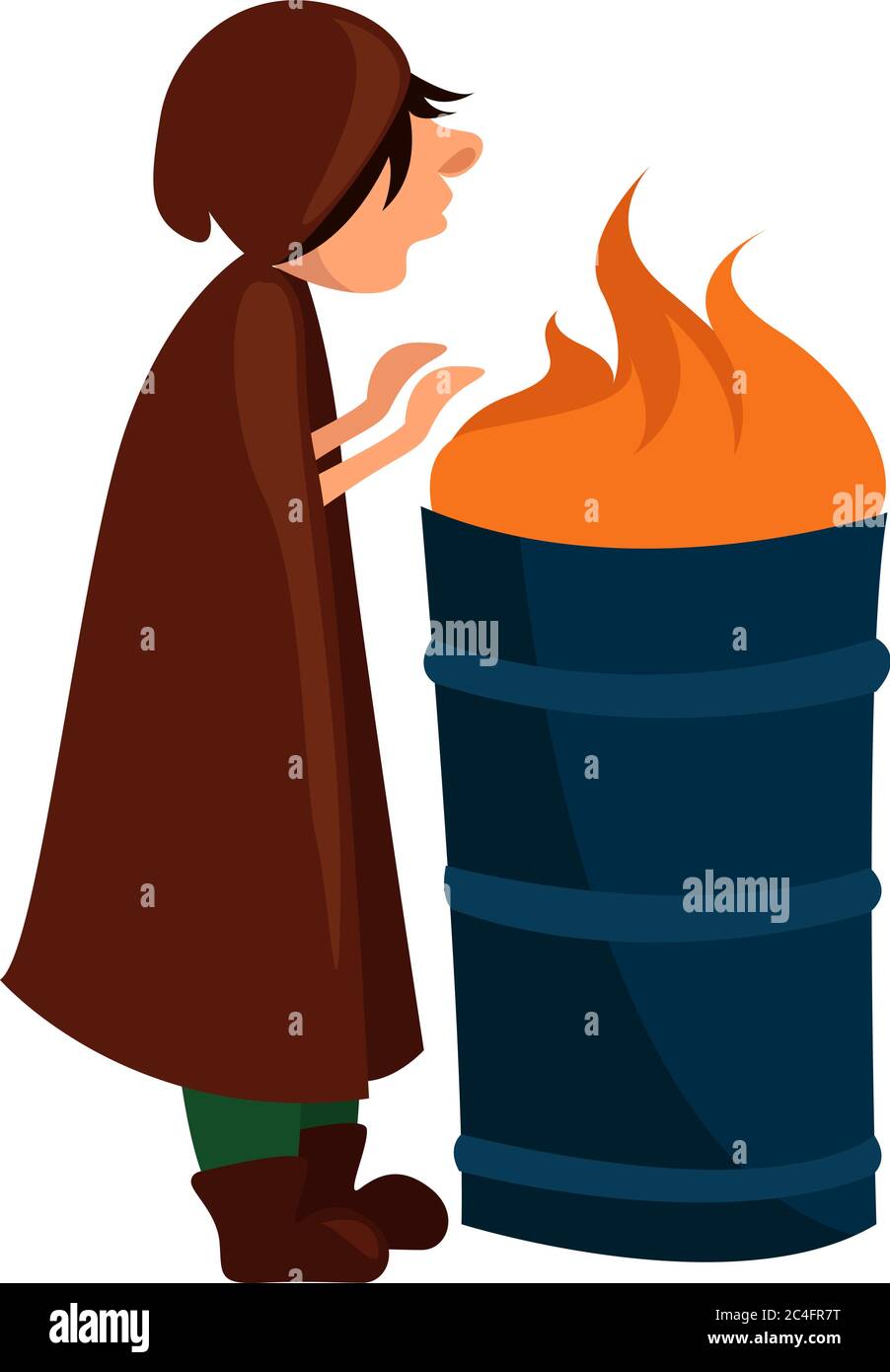 Uomo senza dimora, illustrazione, vettore su sfondo bianco Illustrazione Vettoriale