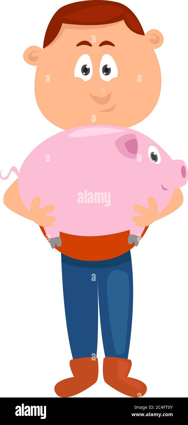 Piccolo maiale, illustrazione, vettore su sfondo bianco Illustrazione Vettoriale