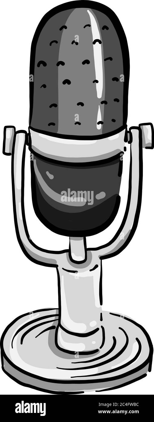 Microfono professionale, illustrazione, vettore su sfondo bianco Illustrazione Vettoriale