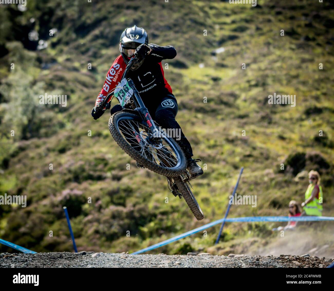 Downhill Mountain Bike Racing, Scozia Foto Stock