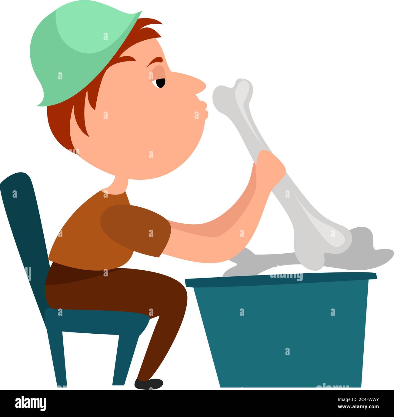 Uomo con osso grande, illustrazione, vettore su sfondo bianco Illustrazione Vettoriale