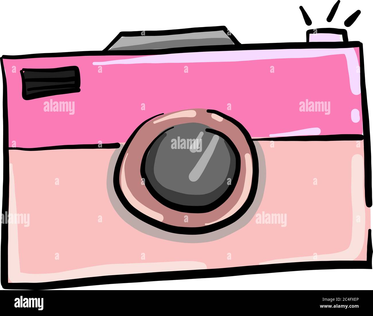 Fotocamera rosa, illustrazione, vettore su sfondo bianco Illustrazione Vettoriale