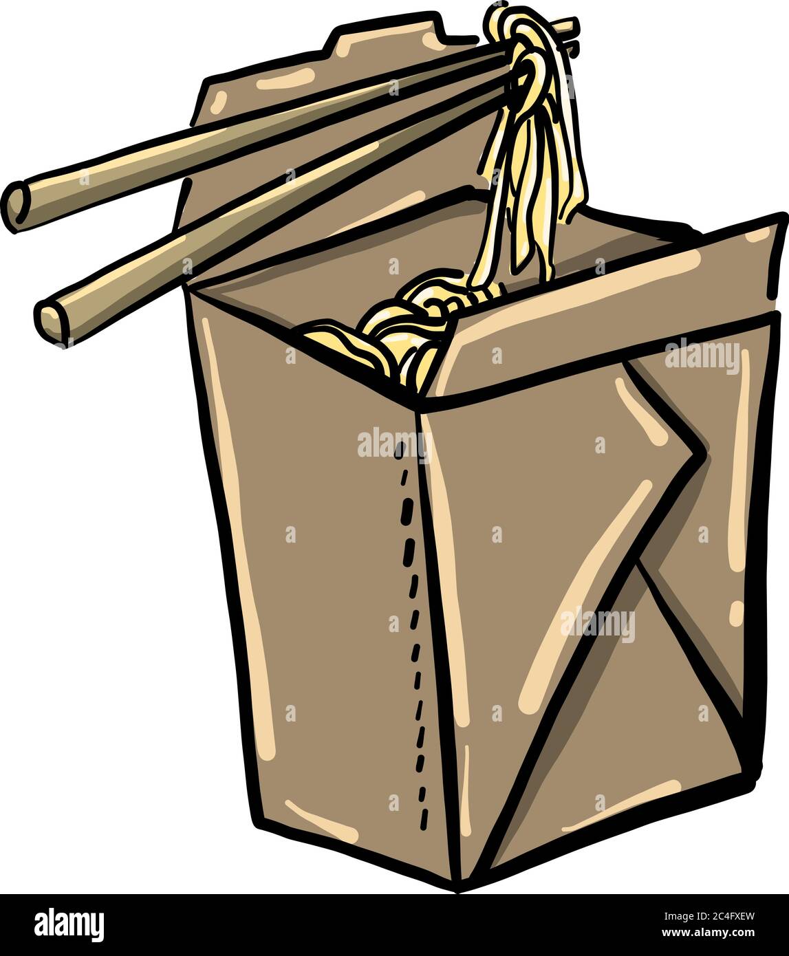 Pasta in sacchetto di carta, illustrazione, vettore su sfondo bianco Illustrazione Vettoriale