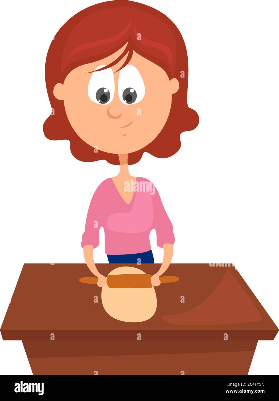 Donna con volante, illustrazione, vettore su sfondo bianco Illustrazione Vettoriale