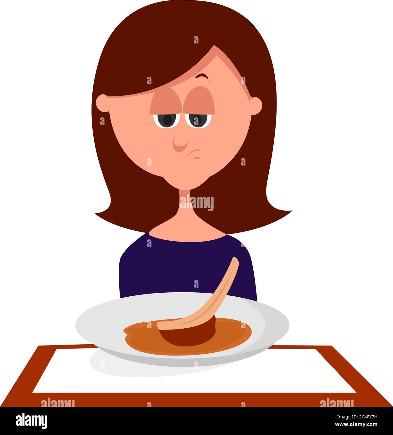 Donna al ristorante, illustrazione, vettore su sfondo bianco Illustrazione Vettoriale