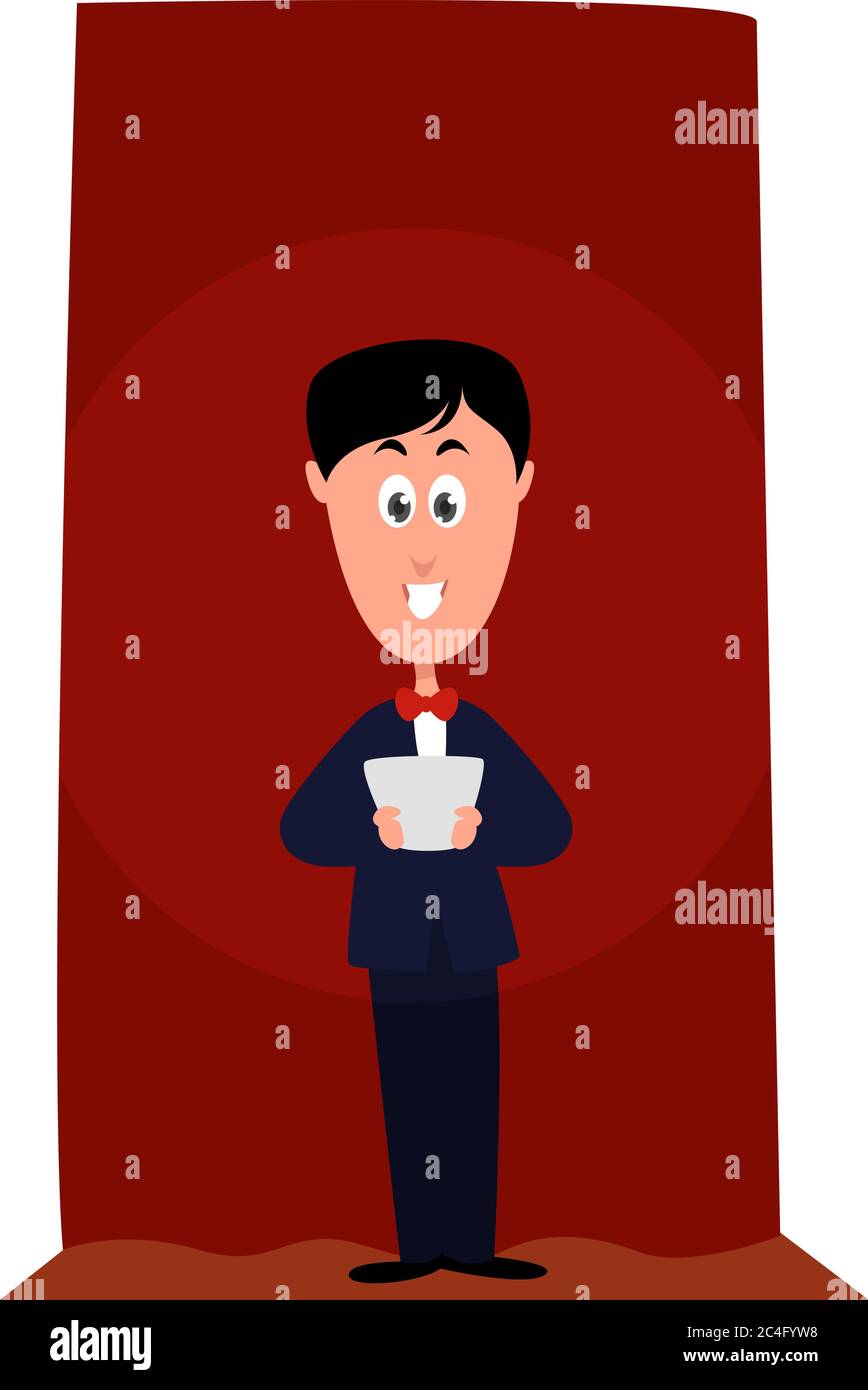 Uomo sul palco, illustrazione, vettore su sfondo bianco Illustrazione Vettoriale