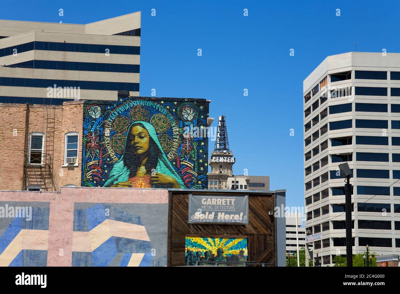 Murale nel centro di Salt Lake City, Utah, USA, Nord America Foto Stock