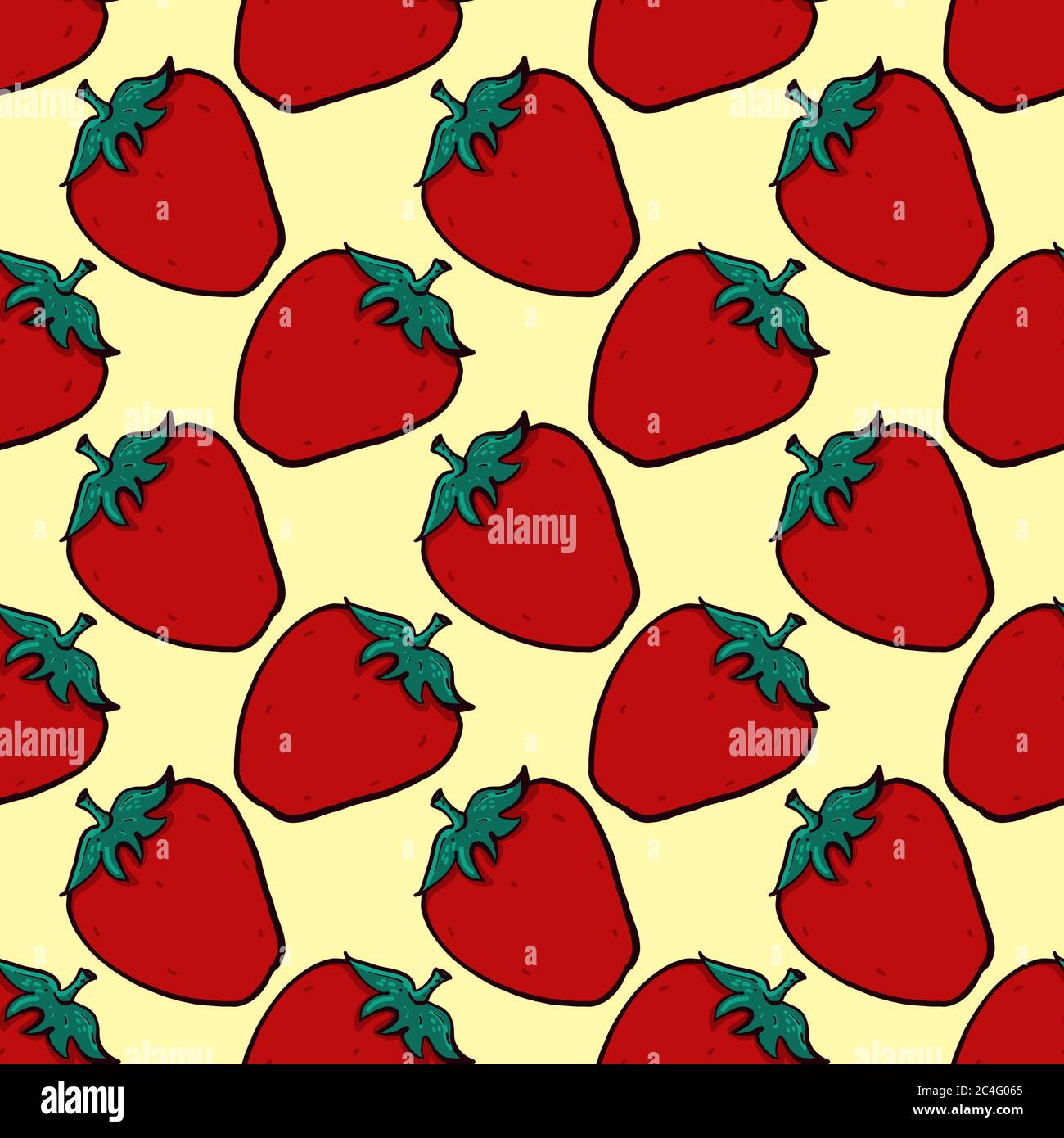 Motivo a fragola, motivo senza cuciture su sfondo giallo. Illustrazione Vettoriale