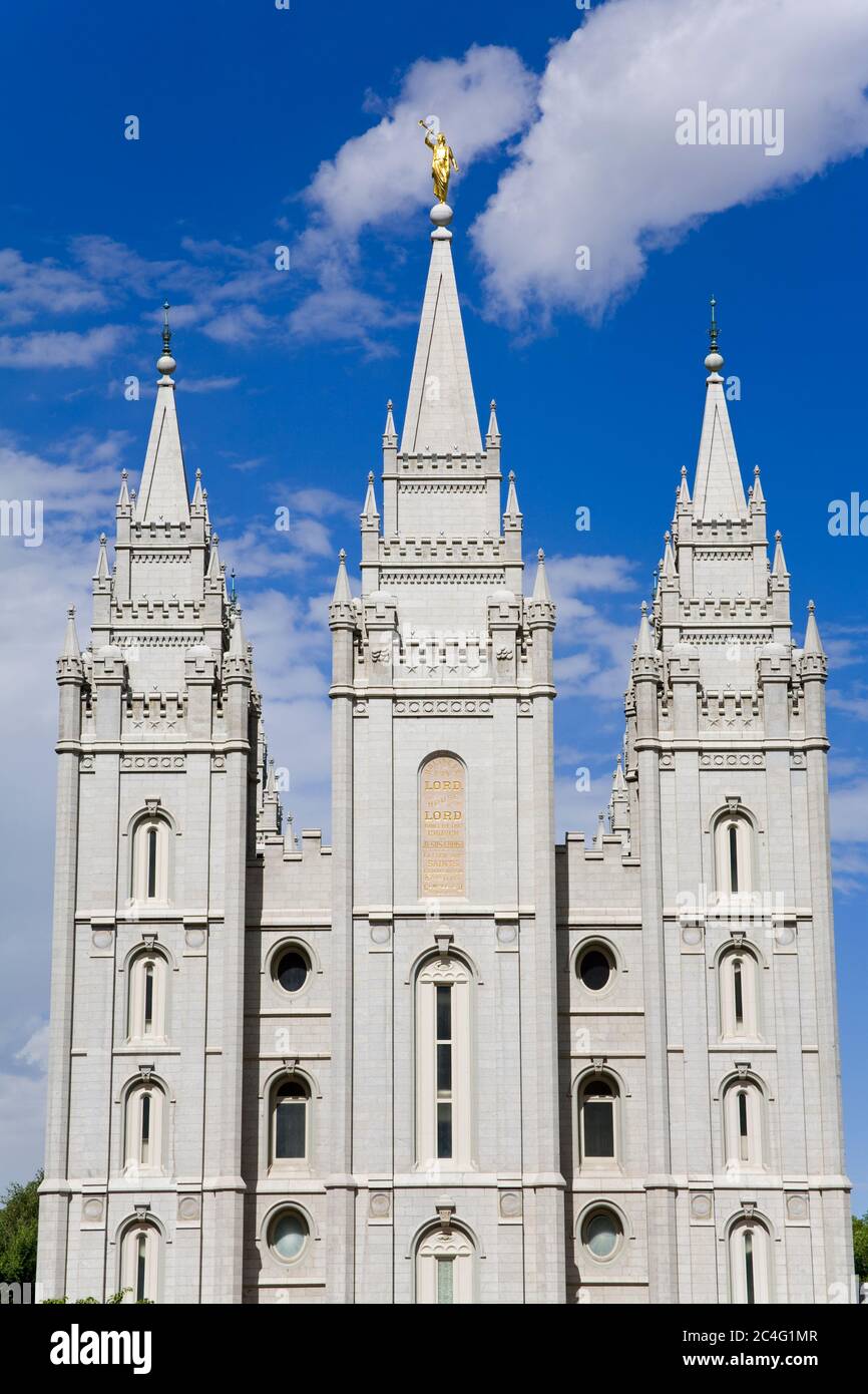 Tempio mormone su Temple Square, Salt Lake City, Utah, USA, Nord America Foto Stock