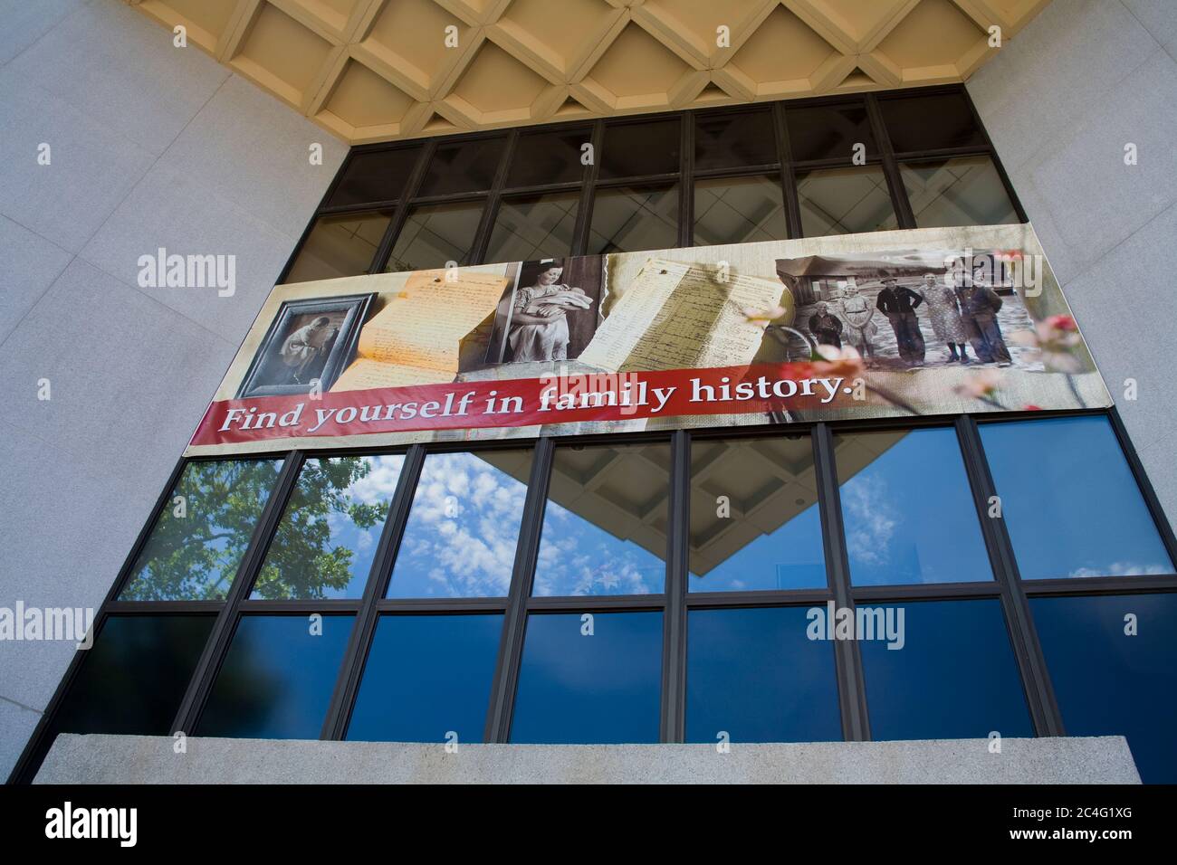 Biblioteca di storia della famiglia su Temple Square, Salt Lake City, Utah, USA, Nord America Foto Stock