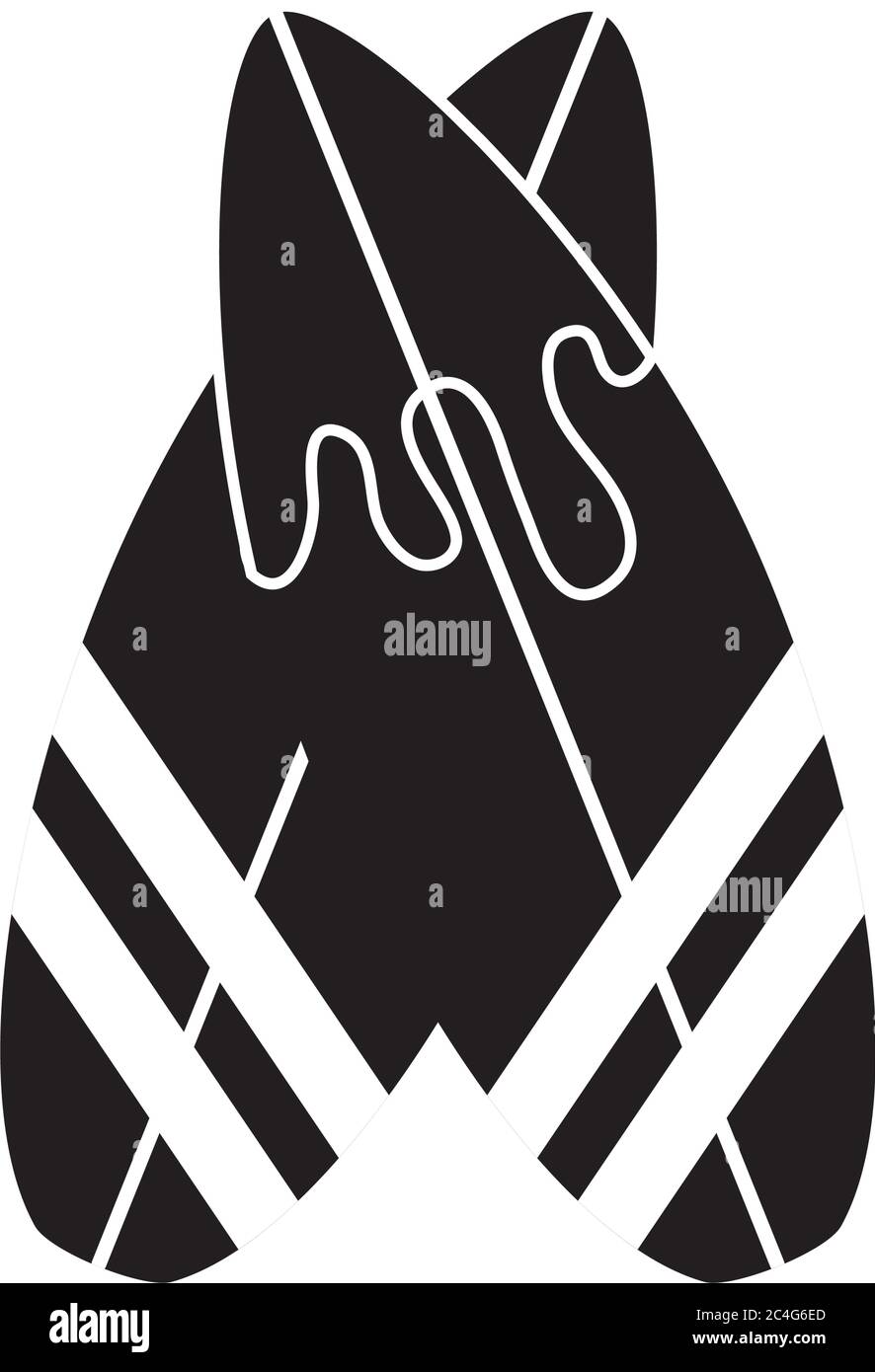 estate viaggi e vacanze tavole da surf sport o ricreativo in stile silhouette isolato icona vettore illustrazione Illustrazione Vettoriale