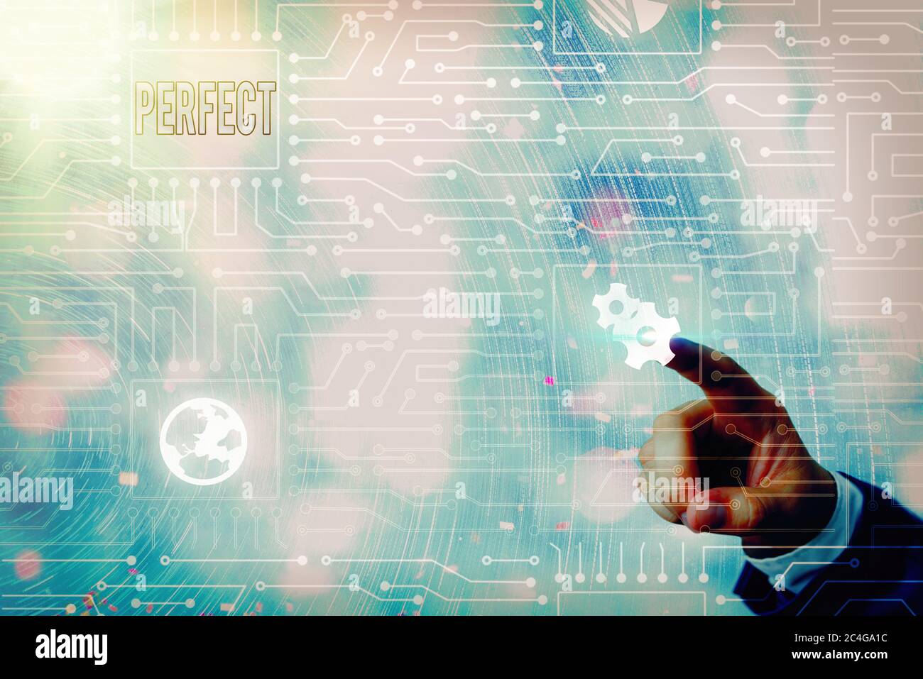 Nota di scrittura che mostra perfetto. Concetto di business per completo senza difetti o difetti con precisione preciso o esatto Foto Stock