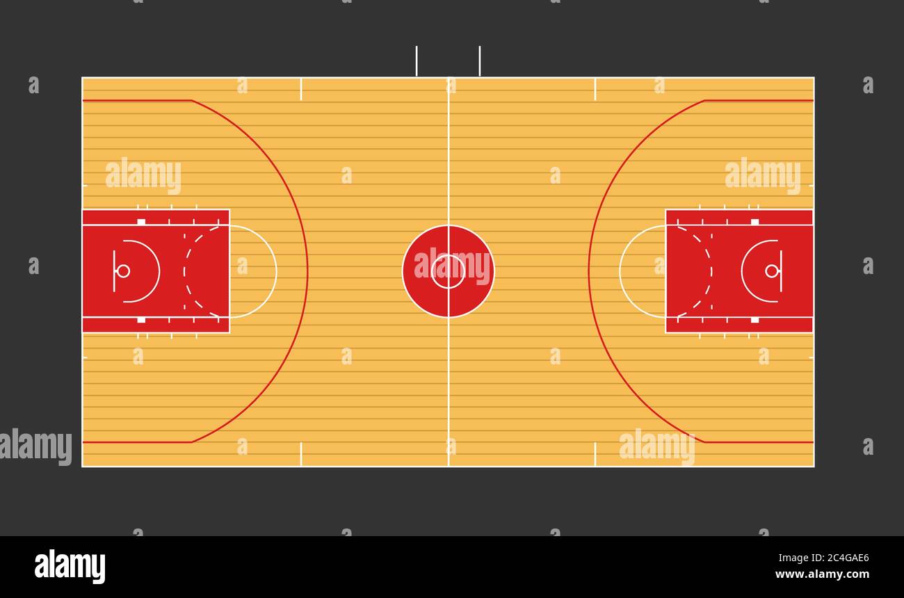 Illustrazione del campo da pallacanestro con contrassegni NBA Illustrazione Vettoriale