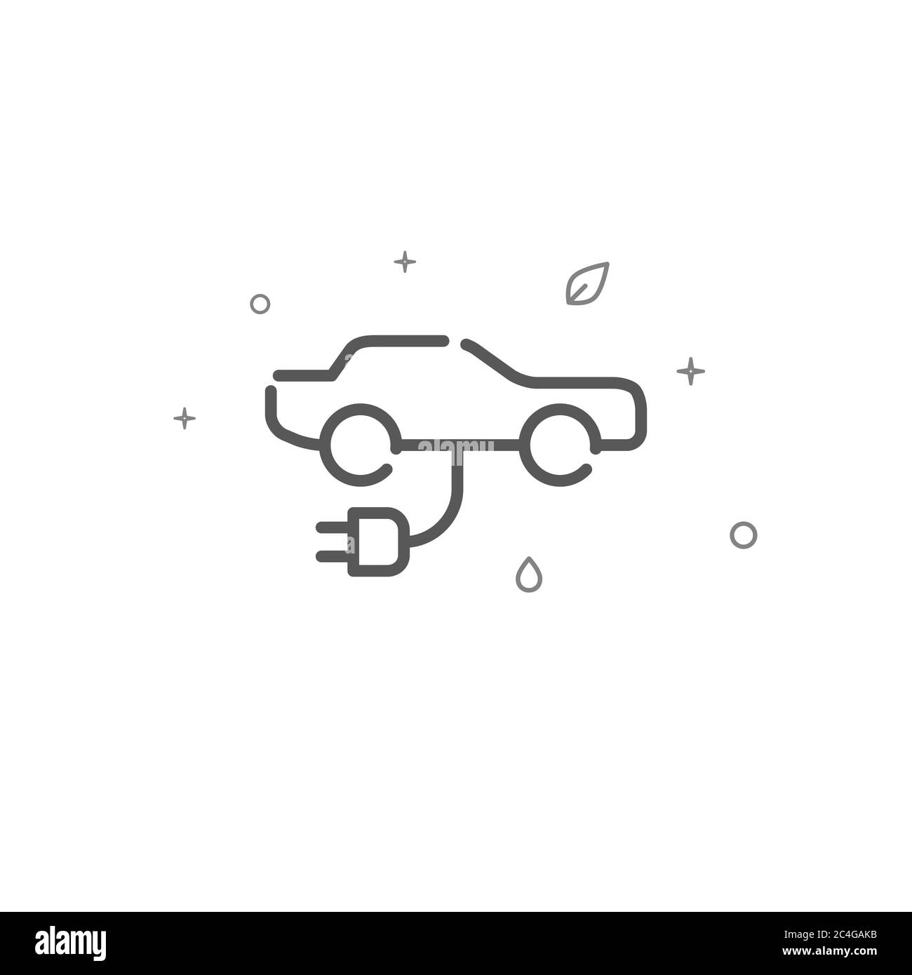 Icona della linea semplice dell'auto elettrica. Simbolo di protezione dell'ambiente, pittogramma, simbolo. Sfondo chiaro. Foto Stock