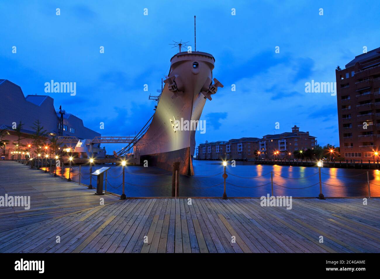 Corazzata Wisconsin al Nauticus Museum, Norfolk, Virginia, USA Foto Stock