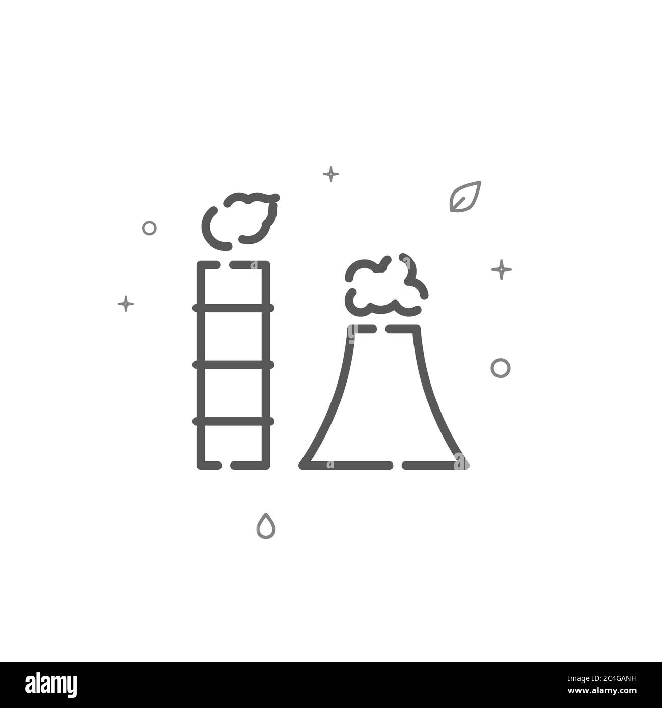 Factory fuma l'icona della linea semplice. Simbolo di protezione dell'ambiente, pittogramma, simbolo. Sfondo chiaro. Foto Stock