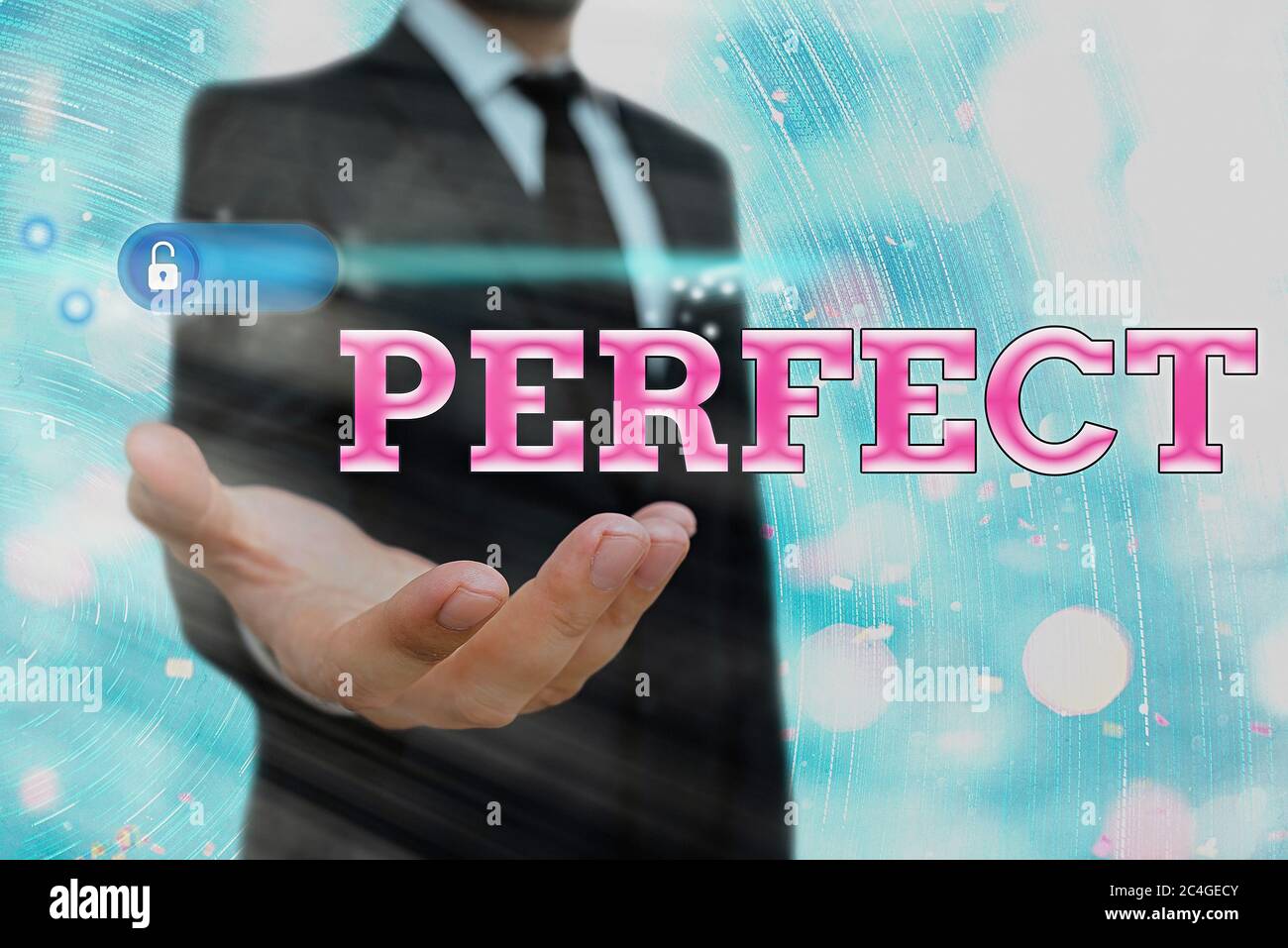 Il segno di testo mostra perfetto. Testo fotografico aziendale completo senza difetti o difetti preciso o preciso Foto Stock