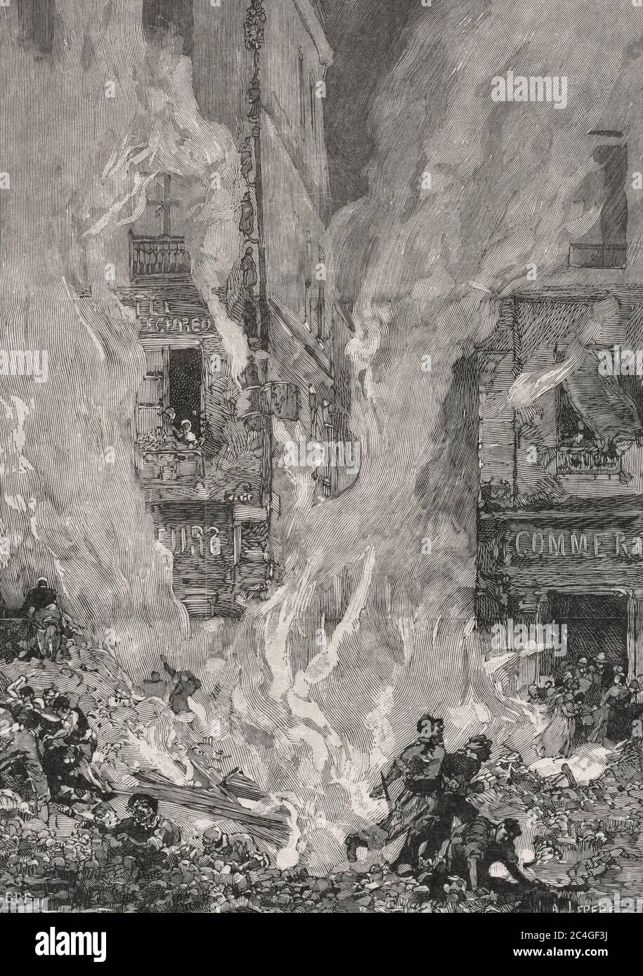 Fuoco della città di Auguste Louis Lepere Foto Stock