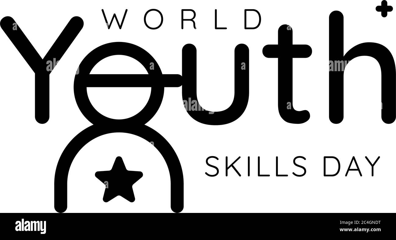 Design per celebrare la Giornata Mondiale delle abilità Giovanili in Vector Illustration. 15 luglio Illustrazione Vettoriale