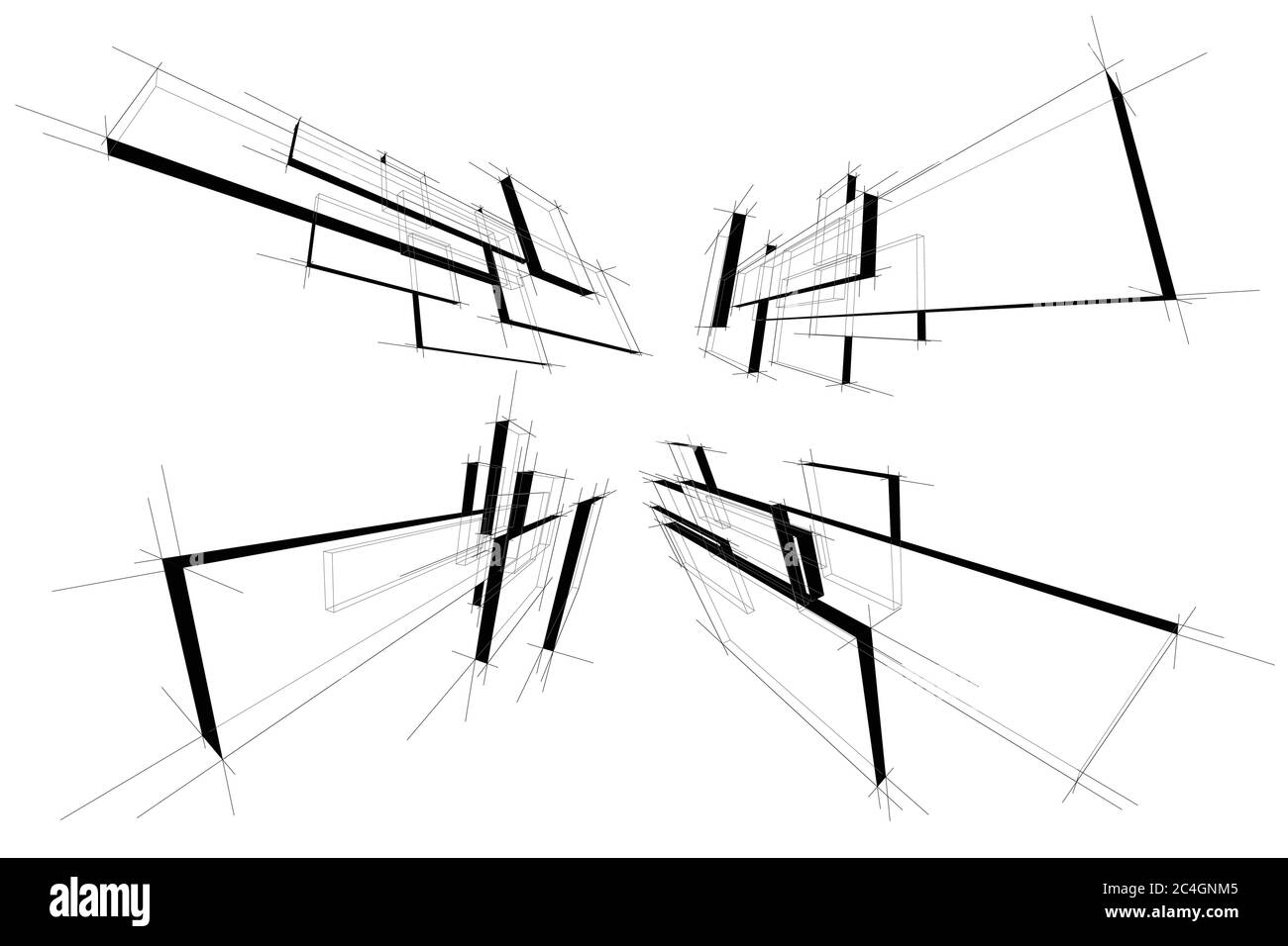 raccolta in prospettiva di elementi geometrici rettangolari astratti Illustrazione Vettoriale