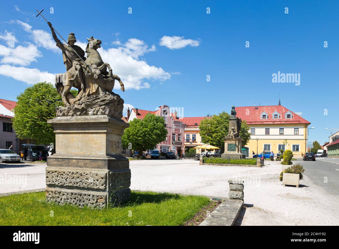 náměstí K. J. Erbena, město Miletín, Kralovéhradecký kraj, Česká republika/K.J. Erben Square, città di Miletin, regione di Hradec Kralove, repubblica Ceca Foto Stock