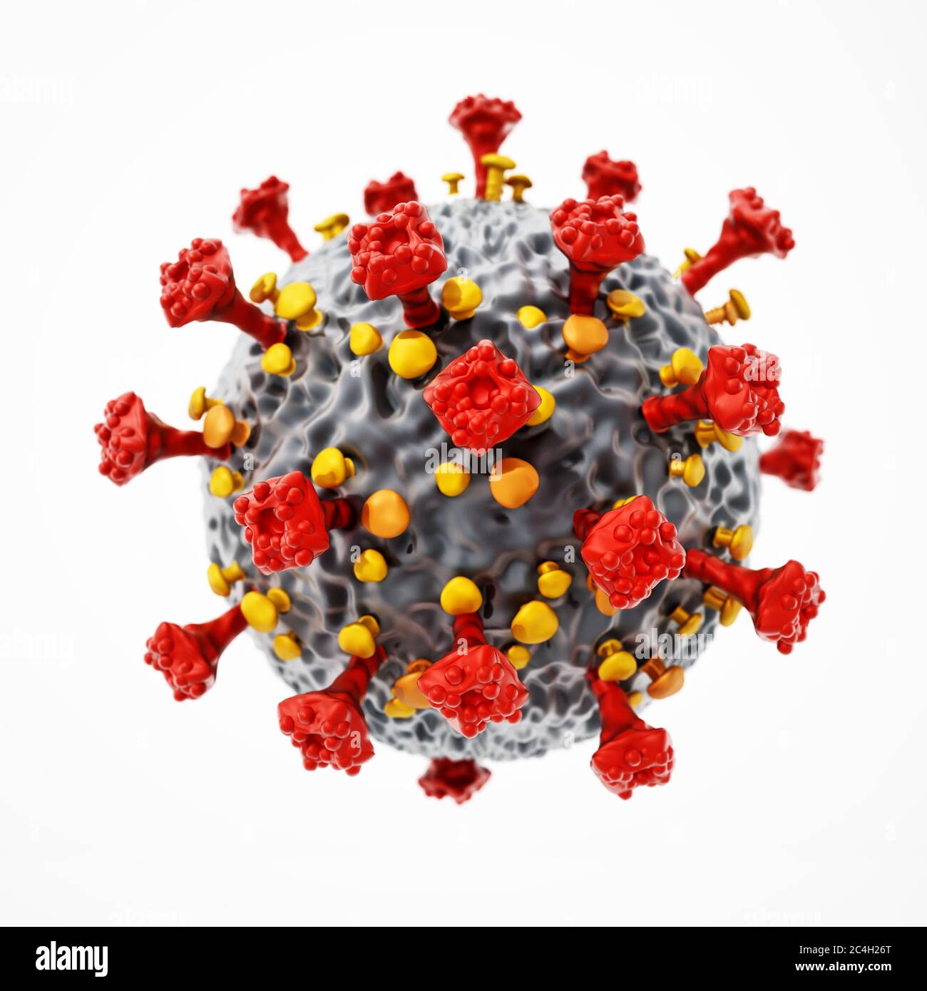 Virus generico isolato su sfondo bianco. Illustrazione 3D. Foto Stock
