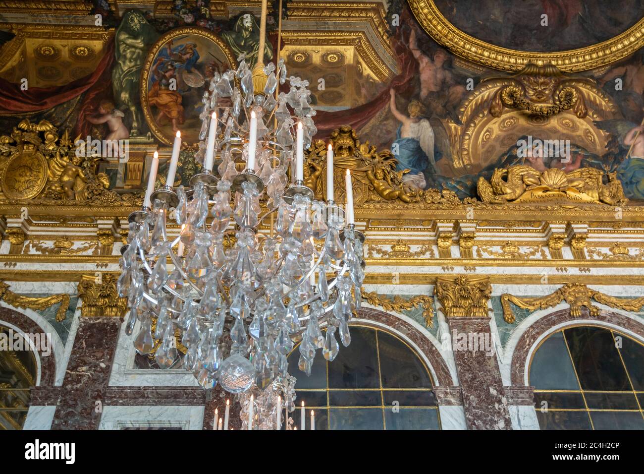 Sala degli specchi a Versailles Foto Stock